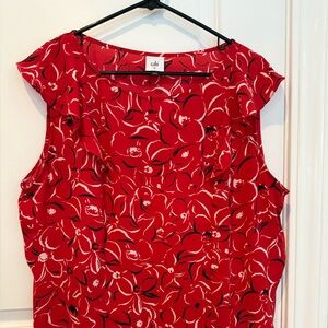 CAbi Red and Black Floral Blouse
